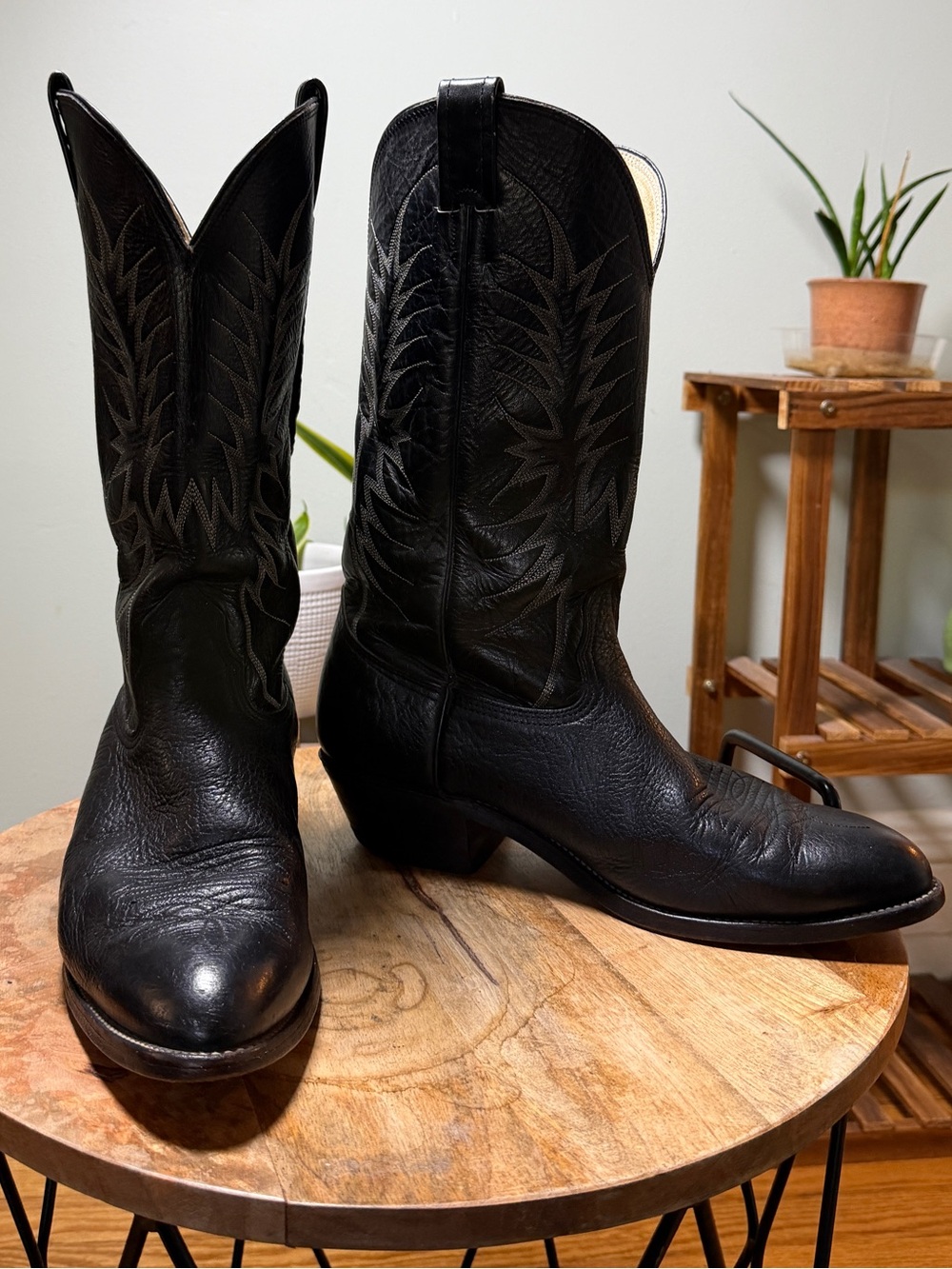 Vintage Nocona 6501 Cowboy Boots Mens 9.5 D Black Leather Western USA Made
